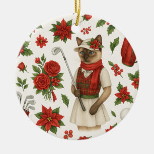 Golf Weihnachten Thema für Cat Frau Golfer Keramik Ornament