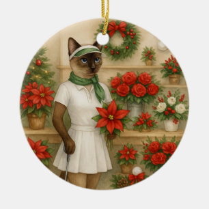 Golf Weihnachten Thema für Cat Frau Golfer Keramik Ornament