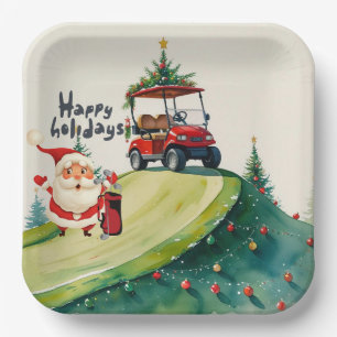 Golf Weihnachten Thema mit dem Weihnachtsklub Pappteller