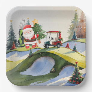 Golf Weihnachten Thema mit dem Weihnachtsklub Pappteller