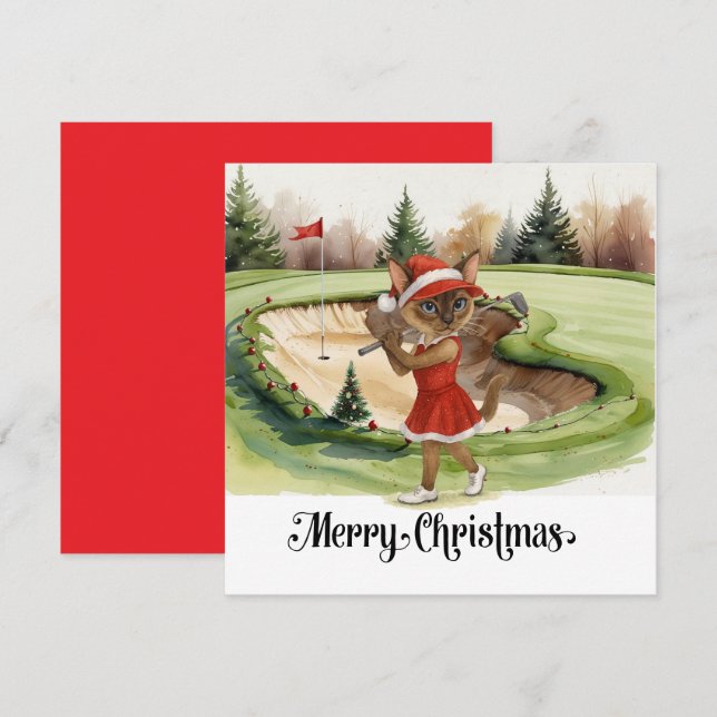 Golf Weihnachten Thema mit Siam Cat Golfer (Vorne/Hinten)