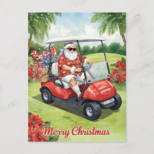 Golf WeihnachtenSanta fährt Golfwagen Feiertagspostkarte