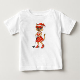 Golf-Weihnachtensthema für Katzenliebhaber Baby T-shirt