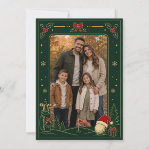 Golf-Weihnachts-Familienfoto-Kartenrahmen Dankeskarte