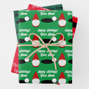 Golf-Weihnachts-Gnom-Geschenkpapierbögen Geschenkpapier Set
