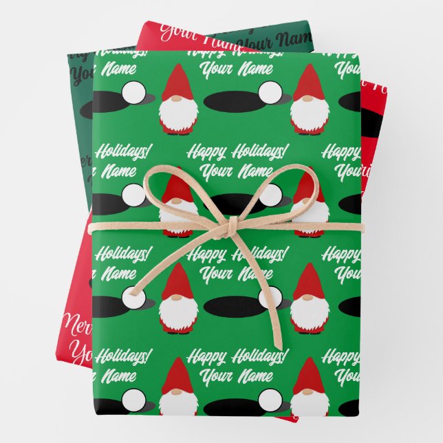 Golf-Weihnachts-Gnom-Geschenkpapierbögen Geschenkpapier Set (Beispiel)