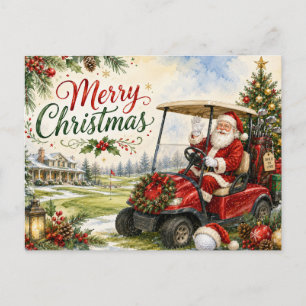 Golf-Weihnachts-Par-Tee-Party mit dem Weihnachtsma Feiertagspostkarte