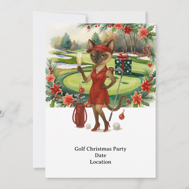 GOLF Weihnachts-Party Einladung für Katzenliebhabe (Vorderseite)