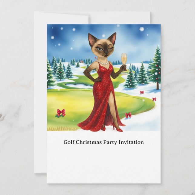 GOLF Weihnachts-Party Einladung für Katzenliebhabe (Vorderseite)