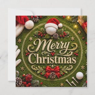 Golf-Weihnachtsfeier auf grünem Rasen Feiertagskarte