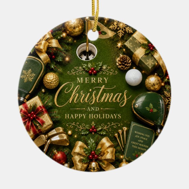 Golf-Weihnachtsfeier Keramik Ornament (Vorne)
