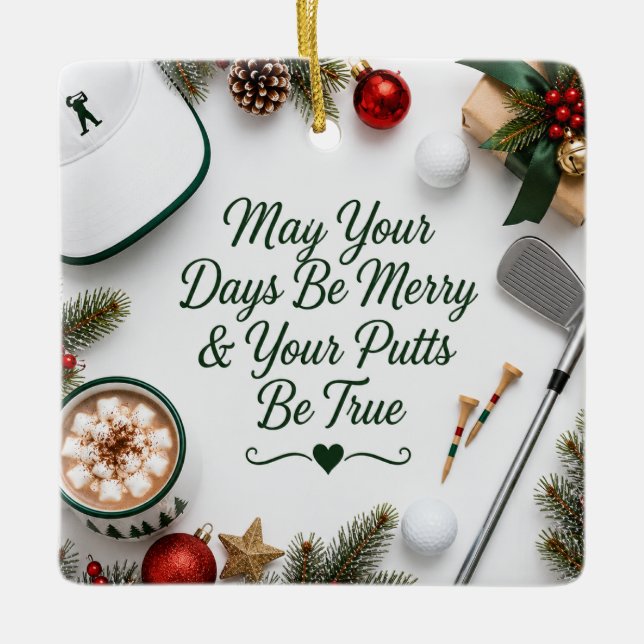 Golf-Weihnachtsfeier Keramikornament (Vorderseite)