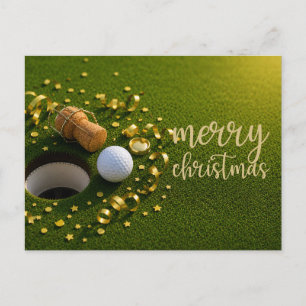 Golf-Weihnachtsfeier mit Golfball für Golfer Postkarte