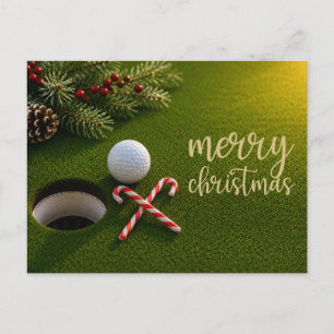 Golf-Weihnachtsfeier mit Golfball für Golfer Postkarte