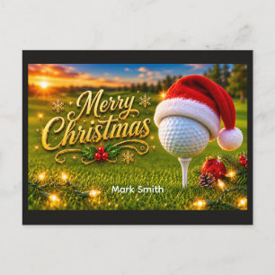 Golf-Weihnachtsfeier mit Golfball für Golfer Postkarte