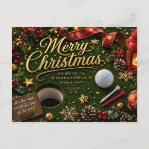 Golf-Weihnachtsfeier mit Golfball für Golfer Postkarte
