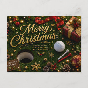 Golf-Weihnachtsfeier mit Golfball für Golfer Postkarte