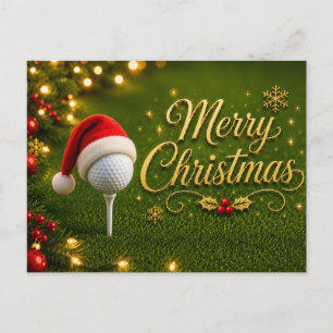 Golf-Weihnachtsfeier mit Golfball für Golfer Postkarte
