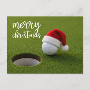 Golf-Weihnachtsfeier mit Golfball für Golfer   Postkarte