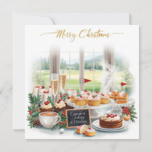 Golf-Weihnachtsfeier mit Golfplatz-Hintergrund Einladung