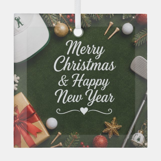 Golf-Weihnachtsfeier Ornament Aus Glas (Vorderseite)