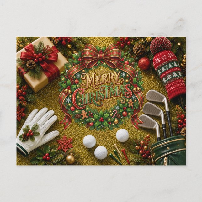 Golf-Weihnachtsfeier Postkarte (Vorderseite)