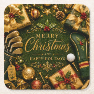 Golf Weihnachtsfeier Rechteckiger Pappuntersetzer