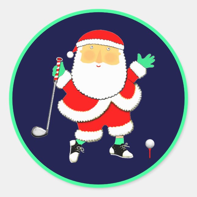 Golf-Weihnachtsfeier Runder Aufkleber (Vorderseite)