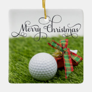 Golf Weihnachtsfeiertag mit Golfball für Golfer Keramikornament