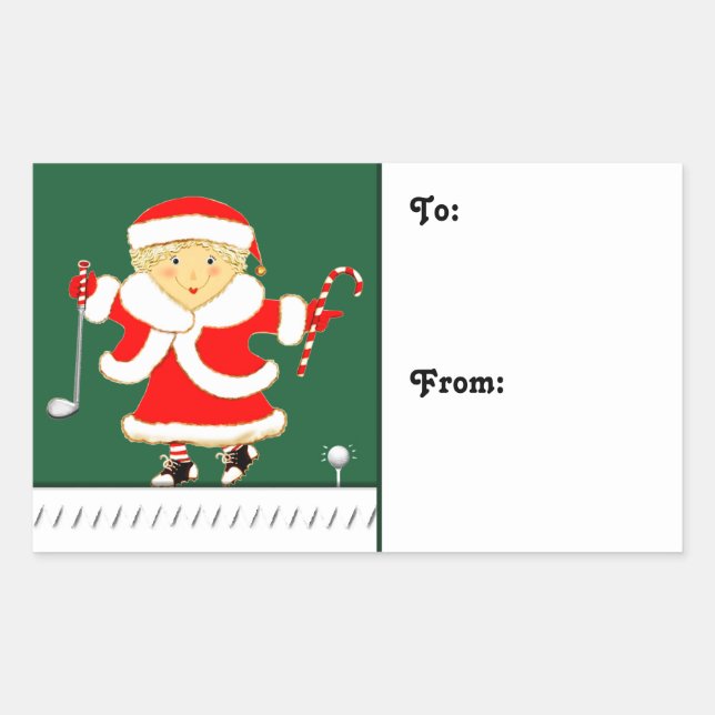 Golf Weihnachtsfeiertag Rechteckiger Aufkleber (Vorderseite)