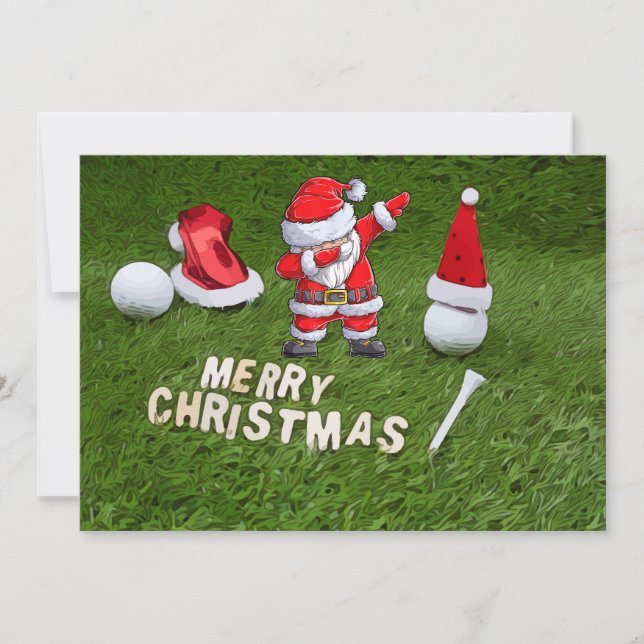 Golf Weihnachtsfeiertag und Golfball Weihnachtsman Feiertagskarte (Vorderseite)