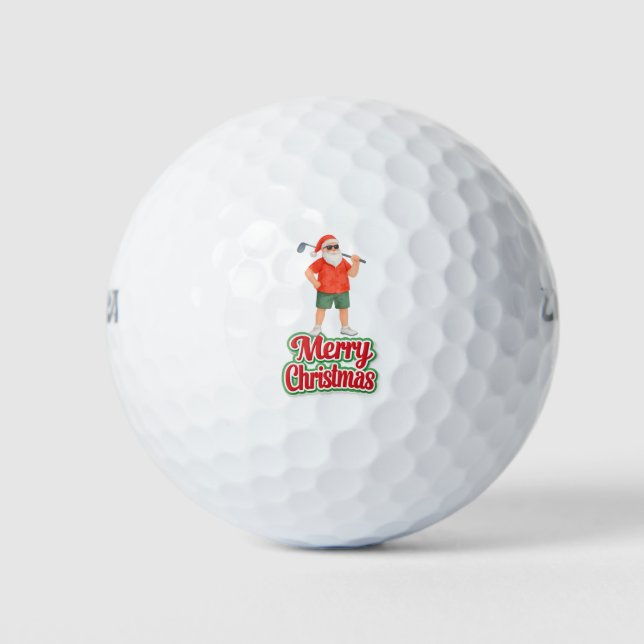 Golf-Weihnachtsgeschenk mit Santa Golfer an der Go Golfball (Vorderseite)