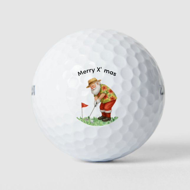 Golf Weihnachtsgeschenk mit Santa Golfer auf der G Golfball (Vorderseite)