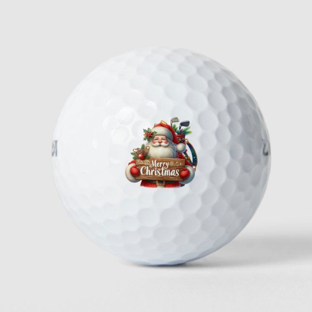Golf Weihnachtsgeschenk mit Santa Golfer auf der G Golfball (Vorderseite)