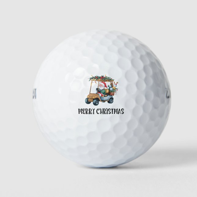 Golf-Weihnachtsgeschenk mit Santa-Golfer fährt Kar Golfball (Vorderseite)