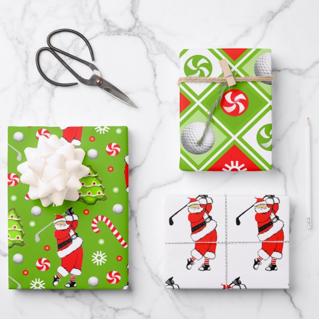 Golf Weihnachtsgeschenk Wrapping Paper Geschenkpapier Set (Vorderseite)