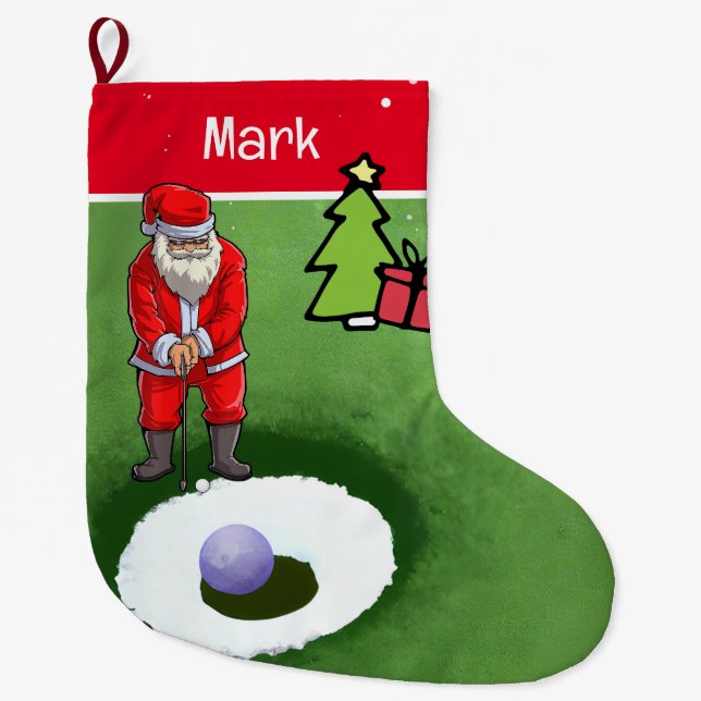 Golf Weihnachtsgeschenke mit dem Weihnachtsmann Großer Weihnachtsstrumpf (Vorderseite)