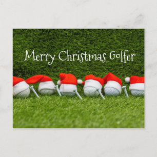 Golf Weihnachtshut mit Golfball und Weihnachtsmann Postkarte