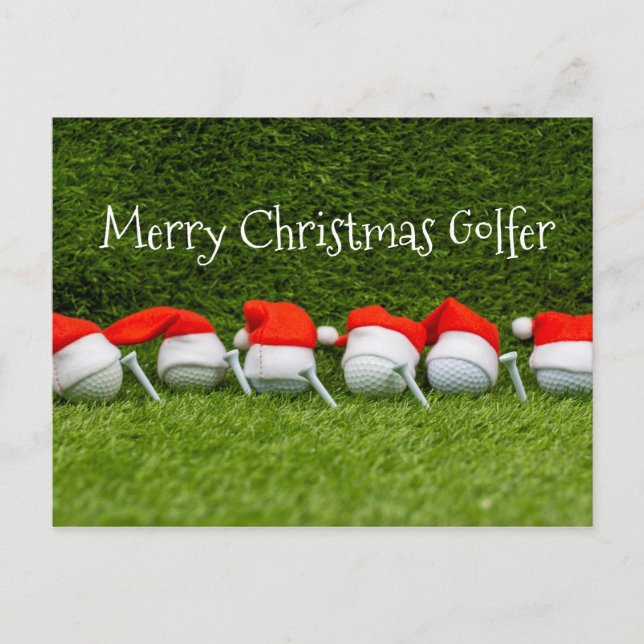 Golf Weihnachtshut mit Golfball und Weihnachtsmann Postkarte (Vorderseite)