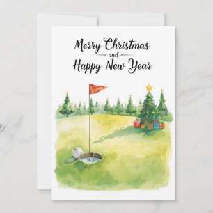 Golf-Weihnachtskarte für Golfer auf dem Platz Feiertagskarte