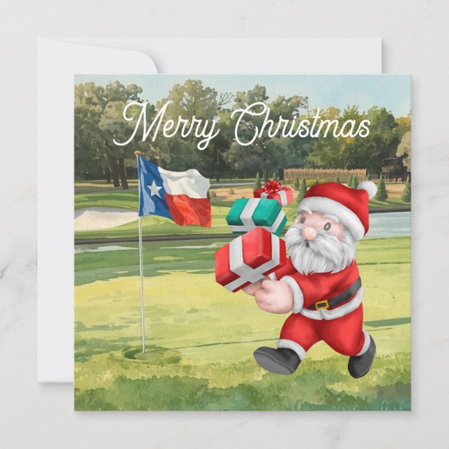 Golf Weihnachtskarte mit dem Weihnachtsmann aus Te (Vorderseite)