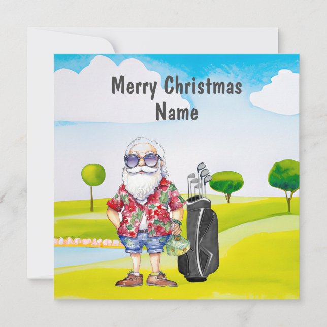Golf Weihnachtskarte mit dem Weihnachtsmann aus Te (Vorderseite)