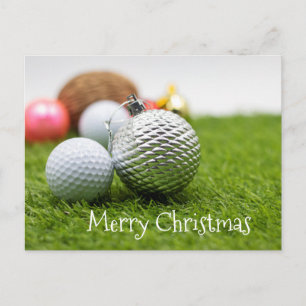 Golf Weihnachtskarte mit Golf Ball Verzierung Postkarte