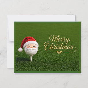 Golf-Weihnachtskarte mit Santa-Hut auf Grün