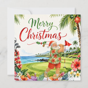 Golf-Weihnachtskarte mit Weihnachtsmann aus Hawaii