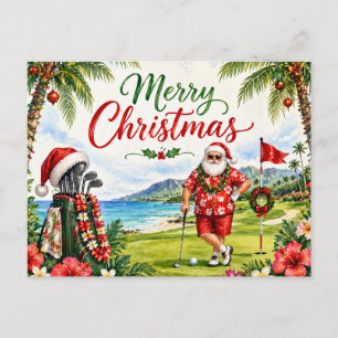 Golf-Weihnachtskarte mit Weihnachtsmann aus Hawaii Feiertagspostkarte
