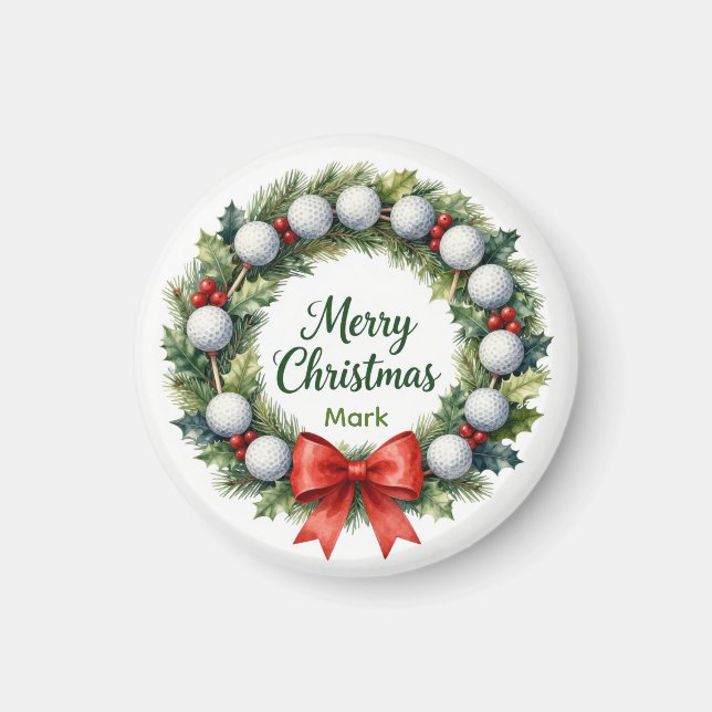Golf-Weihnachtskranz  Magnet (Vorne)