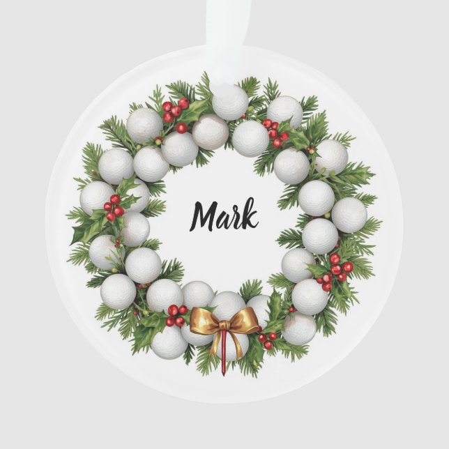Golf-Weihnachtskranz mit Golfernamen Ornament (Vorderseite)