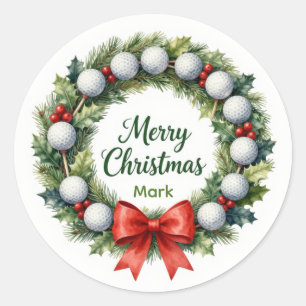 Golf-Weihnachtskranz Runder Aufkleber