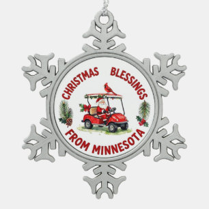 Golf-Weihnachtsmotiv für Baum Minnesota-Schmuck Schneeflocken Zinn-Ornament